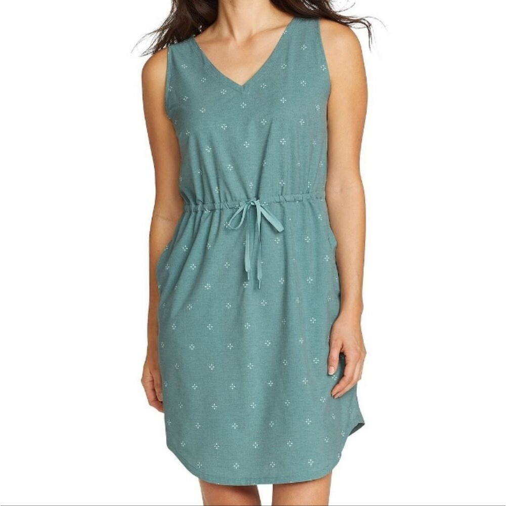NWT Eddie Bauer Departure Easy Tank Dress Seafoam Green Blue Sleeveless -Size XS